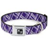 Dog Collar Seatbelt Buckle Plaid X3 Purple Gray White 9 to 15 Inches 1.0 Inch Wide