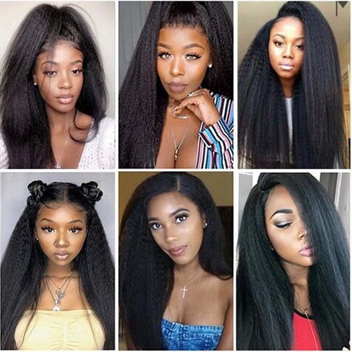 1B Yaki Straight Bundles Human Hair Color 1B Kinky Straight Bundles 8a Grade Double Weft Brazilian Remy Hair Weave Extensions Soft and Silky for Black Women (26 28 30 inch 3 Bundles)