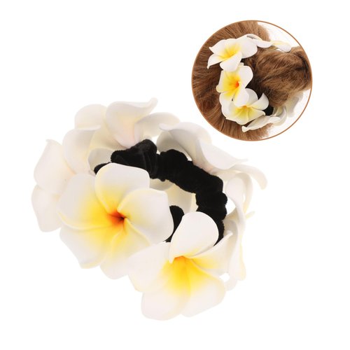 LALADEFIEE Hawaiian Hair Scrunchy for Women Floral Ponytail Hair Tie with Bow Tropical Hair Accessories for Beach Parties and Everyday Wear