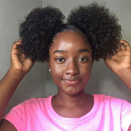 Fannace 6 Inch 2Pcs Afro Puff Drawstring Ponytail Extension for Black Women Short Synthetic Afro Puff Ponytail for Natural Hair,Clip On Kinky Drawstring Curly Ponytail Bun(6 Inch 1B#)