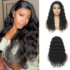 Qihang Body Wave Lace Front Wigs Human Hair 13x6 Lace Frontal Wigs Human Hair HD Transparent Glueless Human Hair Wigs for Black Women 150% Density Brazilian Virgin Human Hair Natural Black 22 inch
