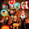 9 Pieces Pirate Ship Foil Balloons Halloween 18 Inch Round Pirate Foil Balloons Ocean Animals Shark Foil Balloons Skeleton Squid Pattern Balloon for Birthday Party Supplies Decoration