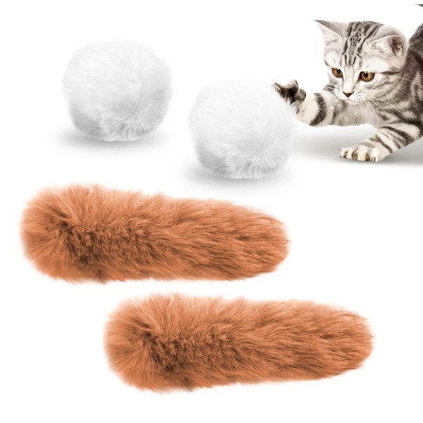 Migipaws Hide and Seek Replacements,2 Plush Balls with Catnip,2 Plush Tails with Catnip,Kitty Kitten Catnip Exercise Toys