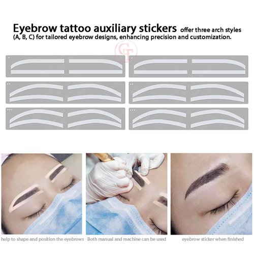 6 Pairs Eyebrow Tattoo Auxiliary Stickers Disposable Adhesive Eyebrow Template Sticker Women Disposable Adhesive Eyebrow Template Sticker (6 Pairs Sticker+1 Black Brow Pencil)