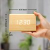 GEARONIC Digital Alarm Clock Wooden Alarm Clock Wood Modern Triangle Alarm Digital Desk Clock, Displays Time Date Temperature Calendar Wood Made Electric Clocks for Bedroom, Bedside - Bamboo