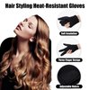 Comanlai Professional Heat Resistant Gloves for Hair Styling - 3 Finger Mittens Curling Wand Glove Barber Glove Reusable Hair Dye Heat Protector Glove Protection Gloves
