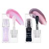 YU KUI LX 2Pcs Color Changing Lip Oil, Magic Color Changing Lip Glow Oil with Big Brush, Moisturizing and Non-sticky Lip Gloss Plumping Lip Oil (2, Pink + Magic Black)