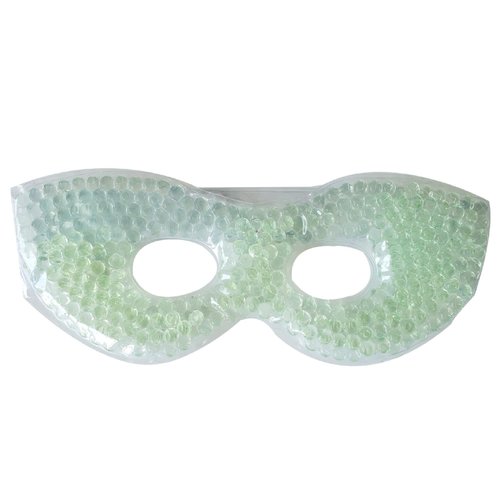 Soothing Face Mask with Flexible Soft Gel Beads, Cold Compress. Spa Cooling Therapy, Stress Relief, Swelling, Facial Pain, Puffy Eyes, Headaches, Migraines, Adjustable for Smooth Fit, Reusable (Green)