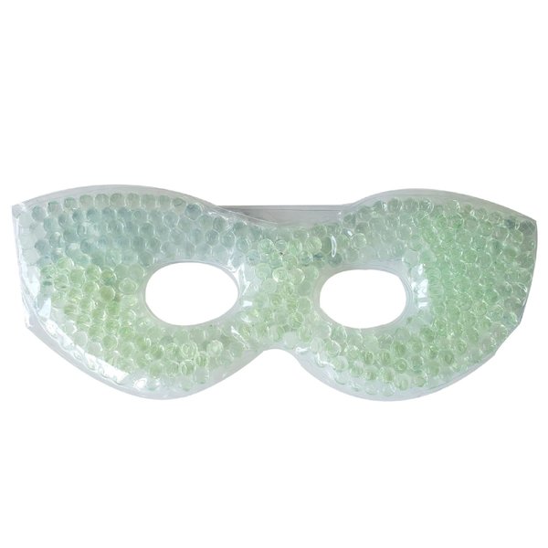 Soothing Face Mask with Flexible Soft Gel Beads, Cold Compress. Spa Cooling Therapy, Stress Relief, Swelling, Facial Pain, Puffy Eyes, Headaches, Migraines, Adjustable for Smooth Fit, Reusable (Green)