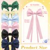 Ambesi Ribbon Hair bow Clips, 2PCS Silky Satin Hair Bows Hair Clip Pink Blue Hair Ribbon Ponytail Holder Accessories for Women Girl Long Tail Hair Bow Clips Hair Barrette Dress Up Accessories