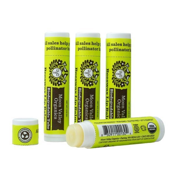 Moon Valley Organics Beeswax Lip Balm for Moisturizing Lips and Cuticles (TROPICAL COCONUT LIME, 4 Count (Pack of 1))