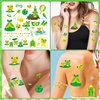 HOWAF 4 Sheets Frog Face Tattoos, Frog Temporary Tattoos Animal Frog Face Art Stickers for Girls Women Frog Birthday Decorations Cosplay Accessories, Frog Makeup Face Decoration Full Face Tattoos