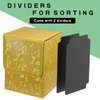 Dmoicols Sparkly Card Deck Box Holds 100+ Single Sleeved Cards,Leather Card Storage Case,MTG Commander Deck Box with 2 Dividers fit TCG CCG Magic Cards Vertical (Sparkly Yellow Piece)