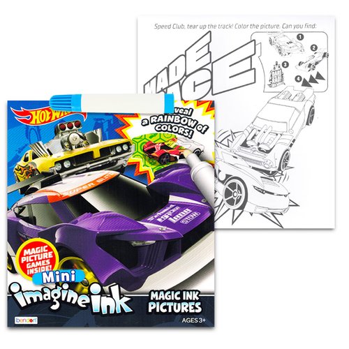 Hot Wheels Imagine Ink Coloring Book Set for Kids - 12 Pack No-Mess Magic Ink Hot Wheels Race Car...