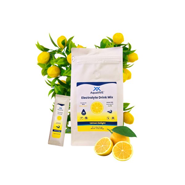 Sugar Free Electrolytes Powder - Lemon Delight, Stevia Sweetened, Powered by Sea Minerals, Real Lemon Juice - Low Sodium Electrolyte Powder Packets (30)