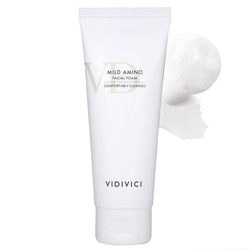 VIDIVICI Mild Amino Facial Foam – Hypoallergenic Face Wash with Amino Acid and Cica – Calming and Moisturizing Foaming Cleanser for Sensitive Skin – Fragrance Free Foam 3.72oz.