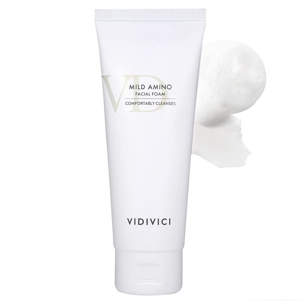 VIDIVICI Mild Amino Facial Foam – Hypoallergenic Face Wash with Amino Acid and Cica – Calming and Moisturizing Foaming Cleanser for Sensitive Skin – Fragrance Free Foam 3.72oz.