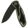 Kershaw Blur Olive and Black Pocket Knife, 3.4” Stainless Steel Blade with Assisted Opening, Olive Aluminum Handle with Deep-Carry Pocketclip, Small Folding Knife