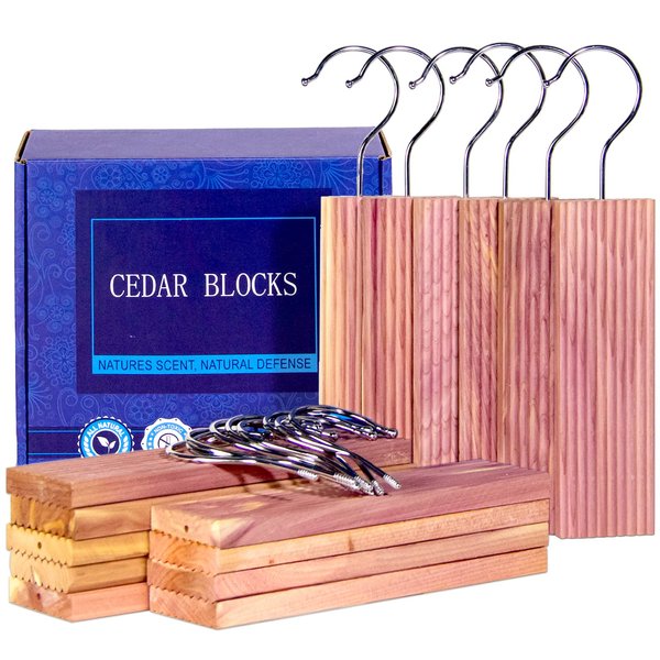 Cedar Space Cedar Blocks for Clothes Storage, 15 Pack Cedar Hang Ups, 100% Natural Cedar Wood for Closet Planks, Aromatic Red Ceder Blocks, Cedar Planks, Cedar Accessories for Closets Storage