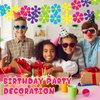 Thenshop 5 Pack Flower Paper Garland Kit Decorations 60's Hippie Party Banners Mini Retro Flower Cutouts Banners Hanging Swirl Peace and Love for Birthday Baby Shower Home Classroom Favor Supplies