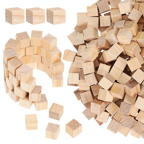 300 Pcs Wooden Cubes, 0.6 Inch Small Unfinished Wooden Blocks Wood Square Blocks, Blank wood cubes Wood Crafts for Painting DIY Projects Crafts