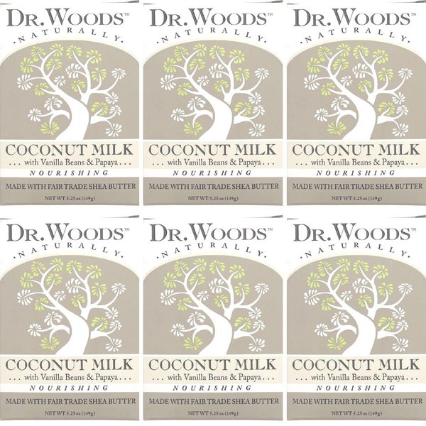 Dr. Woods Coconut Milk Shea Butter Soap, 5.25 oz (Pack of 6)