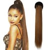 YIBANG 30inch Long Straight Drawstring Ponytail Synthetic High Puff Ponytail Hair Pieces With Comb Clip in Straight Ponytail Clip in Hair Extensions Smooth &Soft(T2/30)…