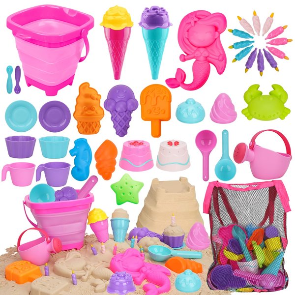TOY Life Beach Toys for Kids Ages 4-8, Sand Toys, Sandbox Toys, Beach Toys for Toddlers 1-3, Sand Bucket, Sand Castle Building Kit, Beach Bucket, Summer Toys