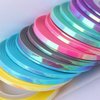 Nail Art Striping Tape Lines 18 pcs Mermaid Candy Color Adhesive Nail Stickers,Rolls Nail Strips Tape Decals for Design Hologram Purple Blue Grey Line Nail Art