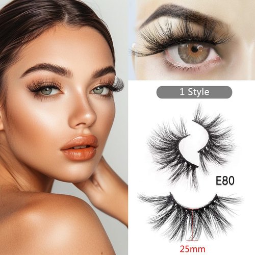 GOO GOO Eyelashes 3D Mink Fur, Fake Lashes 25mm Dramatic Long 1 Style 3 Pairs/set Natural Siberian False Eyelashes Hand Made Strips Lashes Fluffy Full Reusable Mink Eyelashes