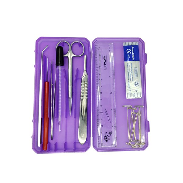 DR Instruments Precision Plus Dissection Kit - 24-Piece Biology Kit - 9 Stainless Steel Instruments - Extra Blades & T-Pins - Biology Students & Faculty – Assorted Color Cases