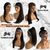 Human Hair Headbands Wigs 1B Straight Hair No Lace Front Wigs 12" Full Machine Made Scarf Wig Natural Black for Women Full Head 150% Density Can Be Restyle