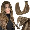 Hetto U Tip Hair Extensions Real Utips Dark Brown Highlight Caramel Blonde Pre Bonded Straight Hair Extensions Keratin U Tip 18 Inch 50g 50 Strands #4/27