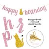 RoadSea Cat Happy Birthday Banner - Kitten Girl Kid Birthday Party Garland Supplies - Moew Let's Pawty Banner - Pet Cat Birthday Party Decorations - Gold Glitter