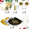 48 Pcs 2025 New Year's Eve Party Supplies Happy New Year Headband Paper Hat Glasses Beaded Necklace Noisemaker New Year Party Favors
