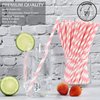 [1000 Count] Chunspak Pink and White Striped Paper Drinking Straws Bulk, 7.75" x0.24", Unwrapped - Biodegradable and Compostable