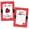 Leigha Marina It's a Girl Ladybug Baby Shower Invitations – 20 Cards & 20 Envelopes