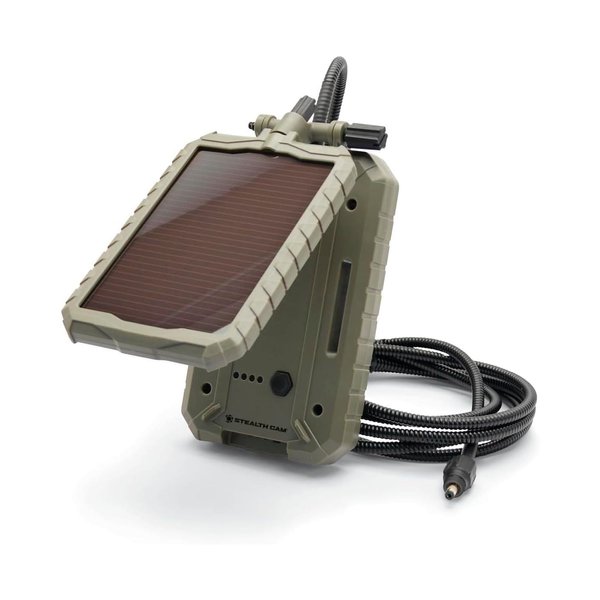 Stealth Cam Durable Sol-Pak Solar Battery Pack, 12V Solar Power Panel, Rechargeable Battery & 10ft Insulated Cable, Compatible with All Wireless/Cellular Trail Cameras - 5000 mAh