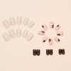 Fall Press on Nails Short Flowers Fake Nails - LPOODDNU Short Light Brown Flower Nails Press ons Square Shape Glue on Nails Full Cover Small Flowers False Nails Elegant Stick on Nails for Women 24Pcs