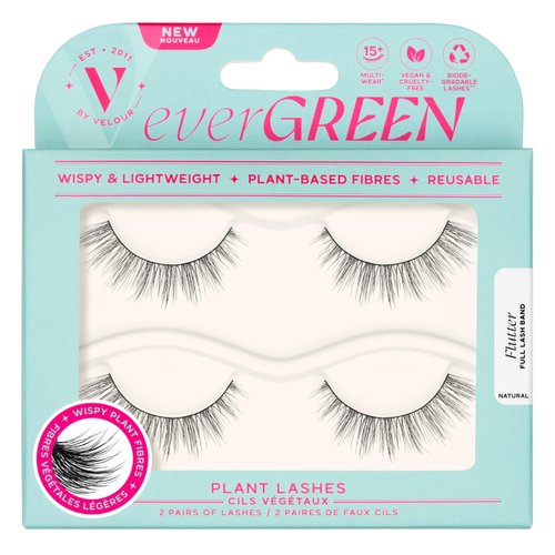 everGREEN Plant Lashes | Lashes Pack | Full Band | Strip Lashes | Natural Wispy Lashes | Fake Eyelashes | Plant-Based Fibres | Flared & Natural Volume (Flutter Multi-Pack)