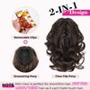 REECHO Ponytail Extension, 9" Claw Clip in Short Curly Wavy Pony Hair Extension Jaw Clip on Pony Tail HP001 Hairpiece for Women - Chocolate Brown with Highlights