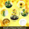 2 Flowers Bouquet Sunflowers - Rose Building Kit Not Compatible with Lego, Creative Bonsai Tree Succulents Plant Blocks with LED Light, Botanical Collection Home Office Decor Ideal Gift for Kid