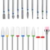 Kafellongls 20pcs Nail Drill Bits Sets, 3/32-inch Diamond Cuticle Electric Nail File and Ceramic Acrylic Gel Nail Bit Kit, Acrylic Nail Art Tools, Carbide Cuticle Remover Bits for Manicure Pedicure