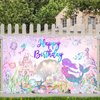 Avezano Mermaid Happy Birthday Backdrop Under The Sea Birthday Party Decorations Little Mermaid Bday Backdrop for Girls Birthday Mermaid Theme Birthday Party Decor 70.8 x 43.3 Inch
