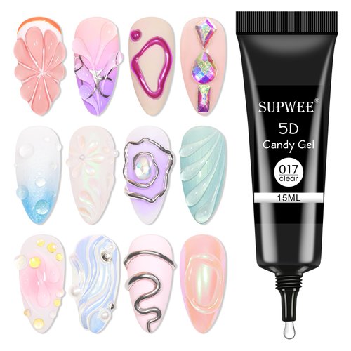 SUPWEE 3D Nail Art Gel Clear Sculpting Gel for Nail Art Design DIY 3D Embossing Gel for Painting Drawing Carving Nails Gel Nail Tube Home DIY Modeling Decoration Manicure
