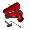 Dselvgvu Wooden Miniature Double Bass with Stand,Bow and Case Mini Contrabass Replica Mini Musical Instrument Collectible Miniature Dollhouse Model Home Decoration (3.94"x1.51"x0.91")