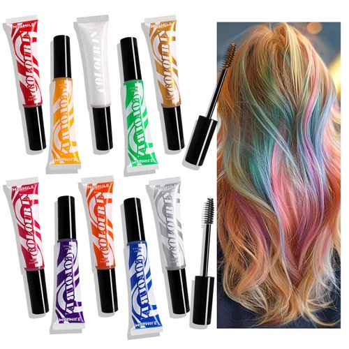MLSMILE Hair Dye for Kids, Temporary Hair Chalk for Girls, 10pcs Temporary Bright Washable Hair Color Dye,DIY hairstyle Hair Color for Kids Women Men Cosplay Halloween Party Birthday Gifts