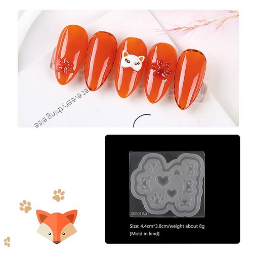 AKOAK 4 Pcs Silicone Nail Carving Mold Candy Bear Jelly Carving Geometric Model Phototherapy Glue Filling Mold DIY Nail Art Tools