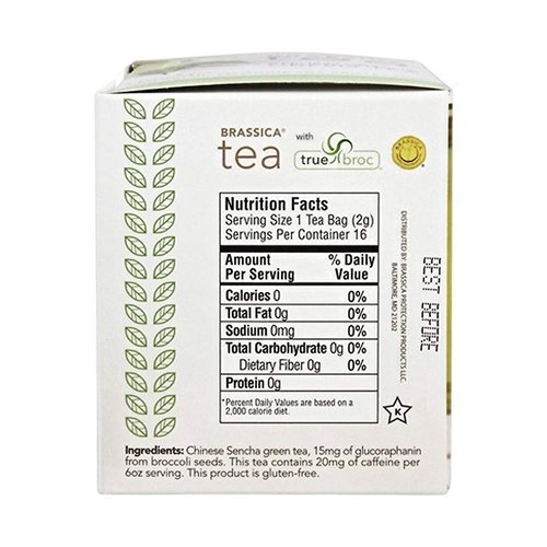 Brassica Tea Sencha Green Tea with truebroc, 16 Tea Bags