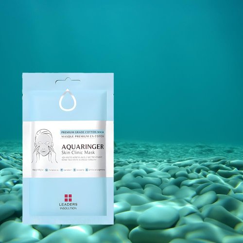 Leaders Insolution | Aquaringer Skin Clinic Mask | Intense Hydration Treatment Mask with Swiss Glacial Water & Power Peptides | Moisturizing & Firming for Dry Skin, Fine Lines (10 Sheets)